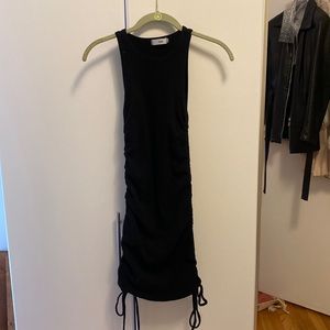 Tank dress with side ruching and ties